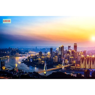 Tranh Dán Tường 3D Phong Cảnh Thành Phố nổi tiếng hiện đại