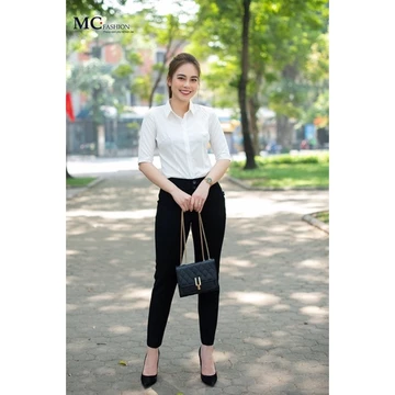 áo sơ mi cổ đức tay lỡ, sơ mi nữ , sơ mi trắng , sơ mi công sở , sơ mi MC , sơ mi trắng , sơ mi trắng cổ đức mc