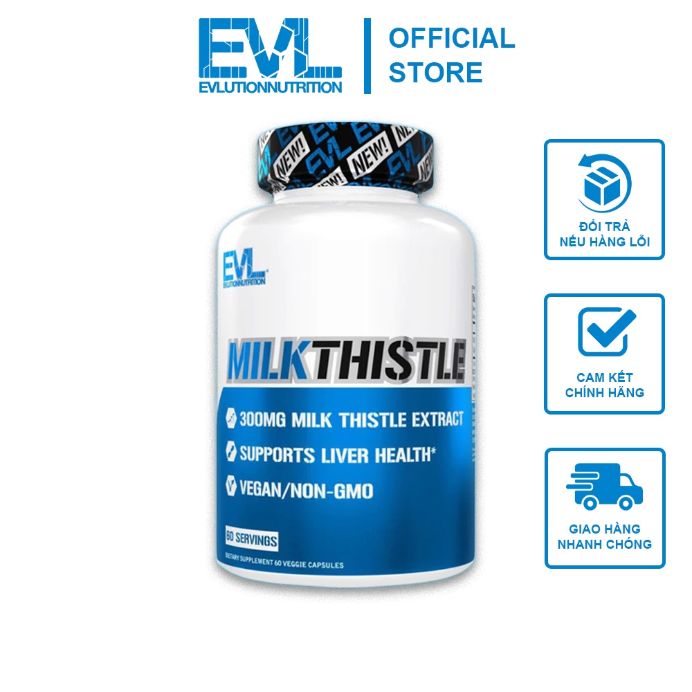 [Mã BMLTA35 giảm đến 35K đơn 99K] Evlution EVL Milk Thistle Viên Uống Giải Độc Gan, Mát Gan 60 Viên
