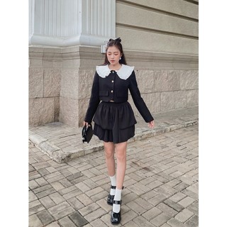 Somee studio Julien coat Áo khoác dạ dáng ngắn cổ sen