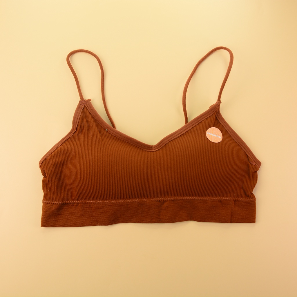 Áo Bra thể thao, yoga, UNDERCOOL 2 Dây Gân Tăm Cổ V Sexy Vải Mềm Thoải Mái AL03