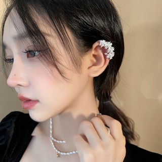 Bông Tai Kẹp Hình Hoa Đính Đá Thời Trang Thu Đông Phong Cách Mới Không Cần Xỏ Lỗ Tai