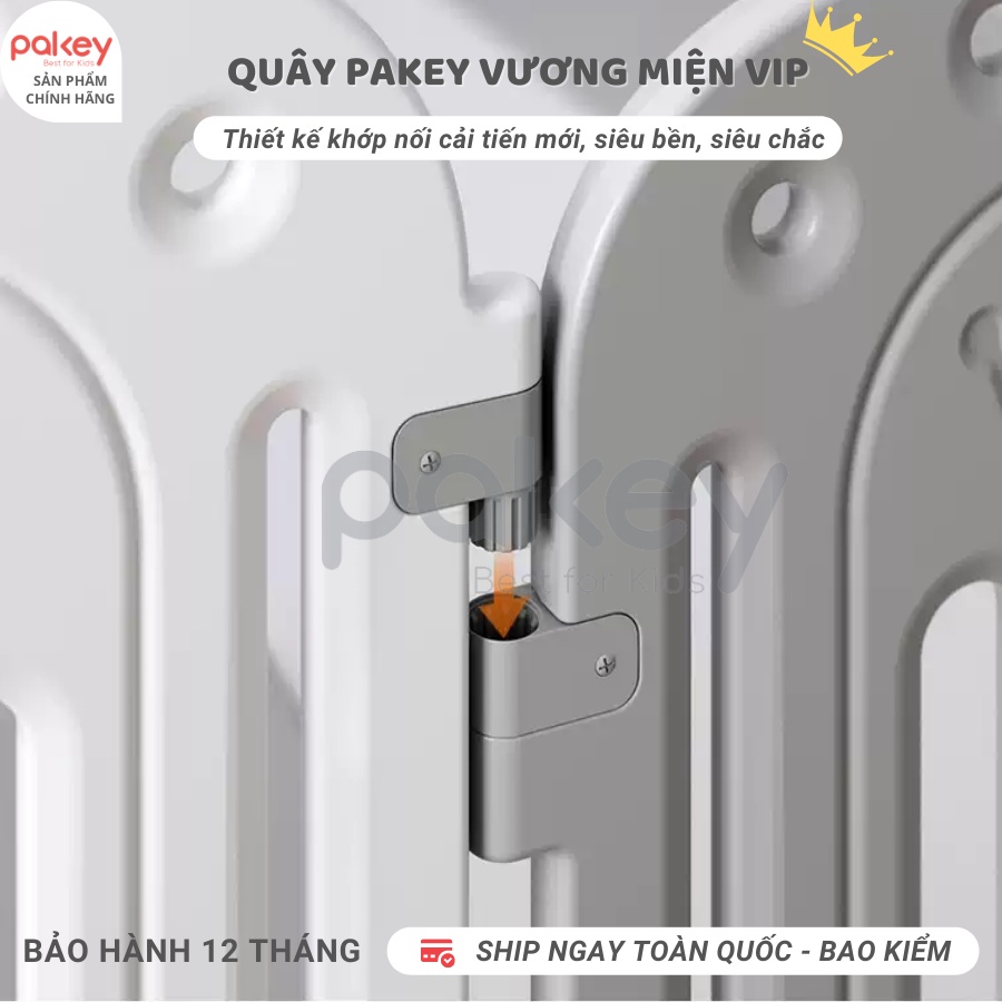 Quây Cũi Nhựa PAKEY Crown Nhật Bản 2026 Tặng Cột Bóng Rổ+ Thảm + 100 Bóng - Quây Nhựa Nguyên Sinh An Toàn Cho Bé