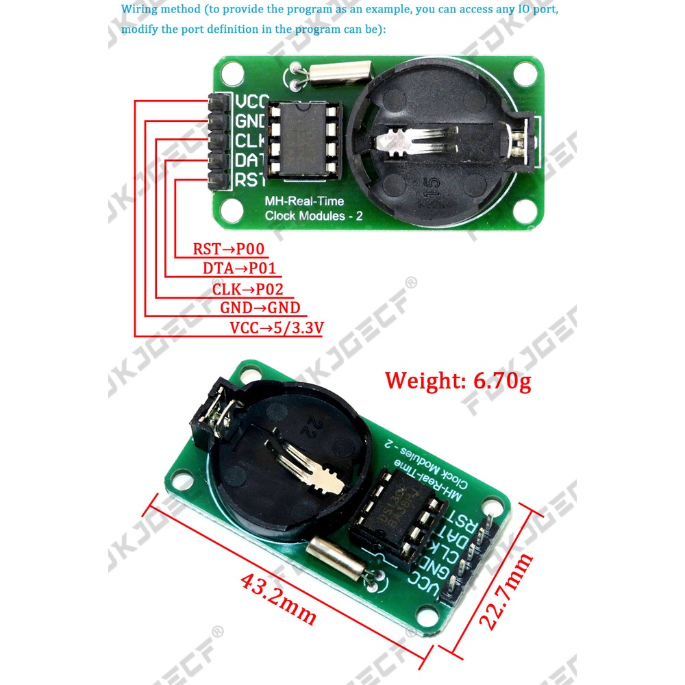Mô-đun Đồng Hồ Thời Gian Thực RTC DS1302 Cho AVR ARM PIC SMD Cho ...