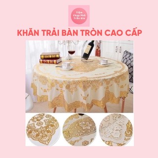 Khăn Trải Bàn Tròn Bằng Nhựa PVC Cao Cấp Chống Thấm Nước Đường Kính 1m5 Và 1m8