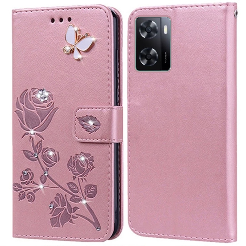 Ốp Điện Thoại Da Silicon Hình Hoa Hồng Dập Nổi Cho OPPO A57 4G 2022 A77 4G 2022 A57S A77S