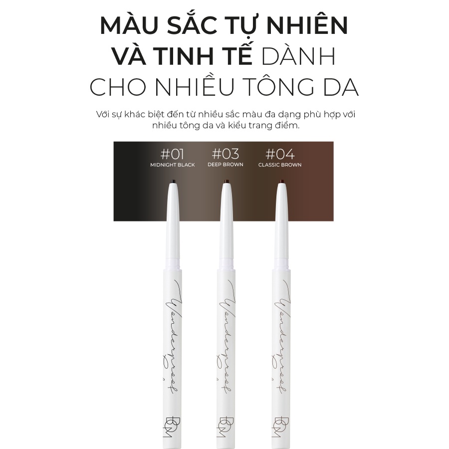 Chì kẻ mắt siêu mảnh lâu trôi Bom Wonderproof Gel Slim Eyeliner 0,1g