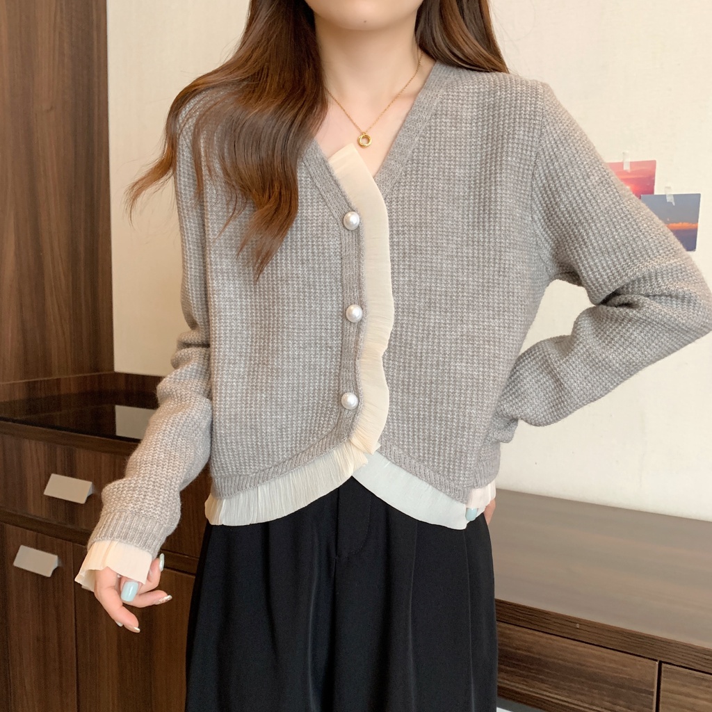 Áo Cardigan Dệt Kim Dáng Suông Plus Size Thời Trang Pháp Cho Nữ