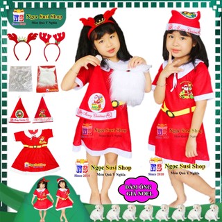 BỘ ĐỒ ÔNG GIÀ NOEL CHO BÉ CHO BÉ TRAI ĐẦM CHO BÉ GÁI ( Từ 1 - 11 Tuổi )  - CHẤT LIỆU VẢI NỈ GIÁ SỐC
