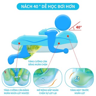 Phao Bơi Cho Bé Có Mái Che UPF 50+, Vòng Bơi Dưới Nách Chống Lật, Có Thể Tháo Rời Tiện Lợi