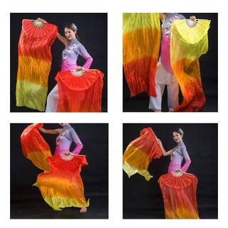 Người hâm mộ lụa WOAY Kid Women Gradient Color Dancer Practice Rayon Silk Fan