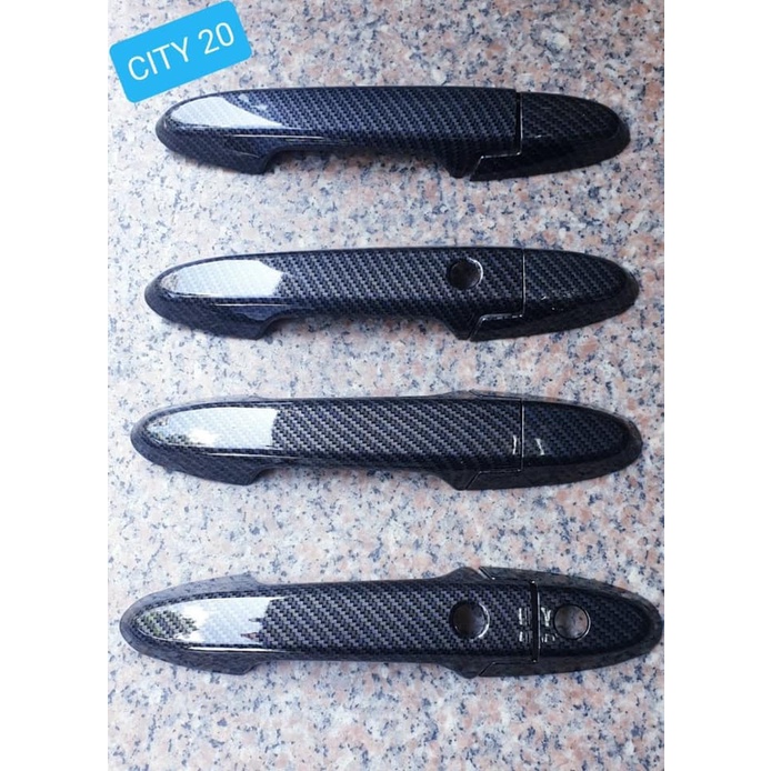 Ốp tay nắm cửa, hõm cửa xe Honda City 2021-2023, Chất liệu nhựa Carbon và nhựa ABS mạ crom