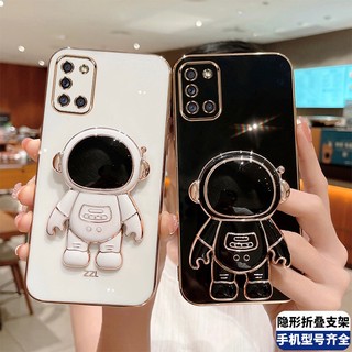 ốp lưng Samsung A31 TPU Mạ điện 3D Phi hành gia có chân đế ốp điện thoại Samsung A31
