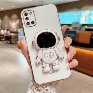 ốp lưng Samsung A31 TPU Mạ điện 3D Phi hành gia có chân đế ốp điện thoại Samsung A31