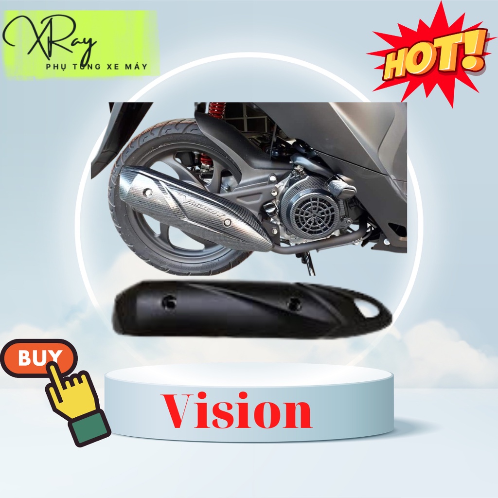 Ốp bô, ốp pô, che bô chống nóng xe máy Vision các đời xe. Nhựa cao cấp ...
