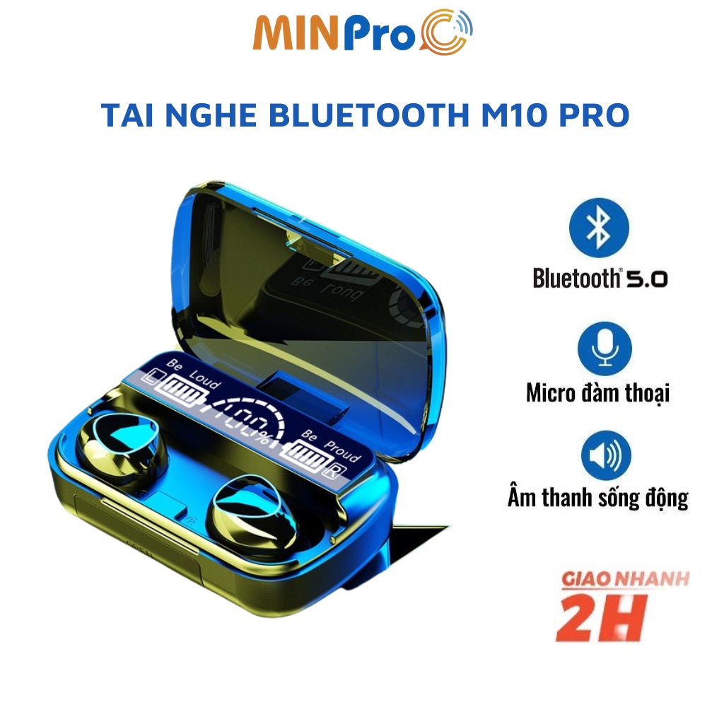 Tai nghe không dây bluetooth MINPRO - M10 PRO, tai phone nghe nhạc chơi game công nghệ bluetooth 5.0