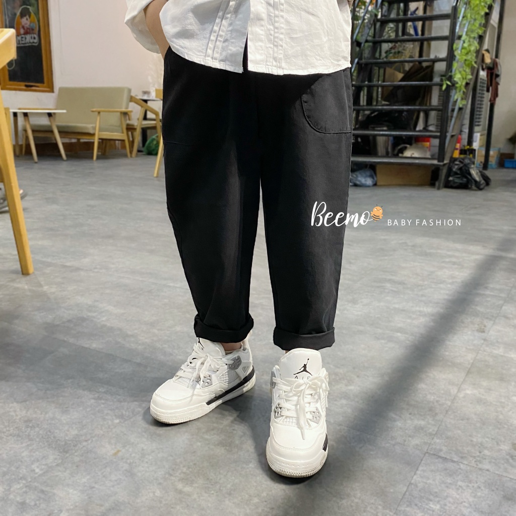 Quần thô dài cho bé trai, quần kaki túi ốp cá tính cho bé trai
