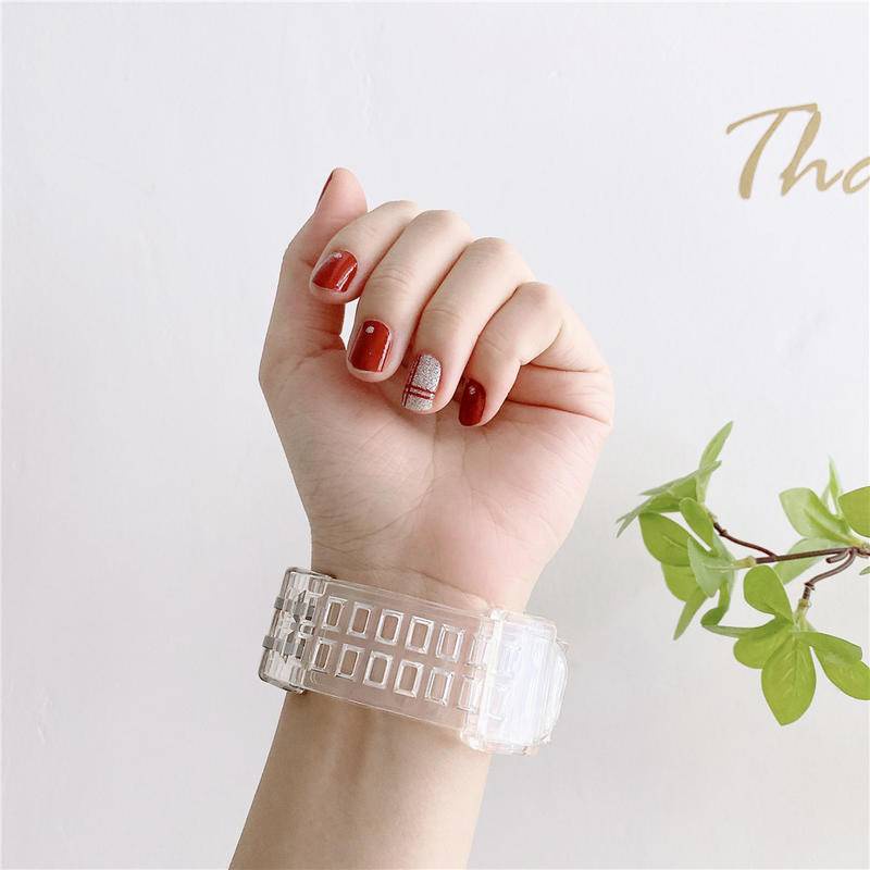 Dây Đeo Thể Thao Cho Apple Watch Ultra Series 9 8 7 6 5 4 3 2 1 SE2 Dây Đeo Trong Suốt Silicon Cho iWatch 49mm 45mm 41mm 44mm 42mm 40mm 38mm