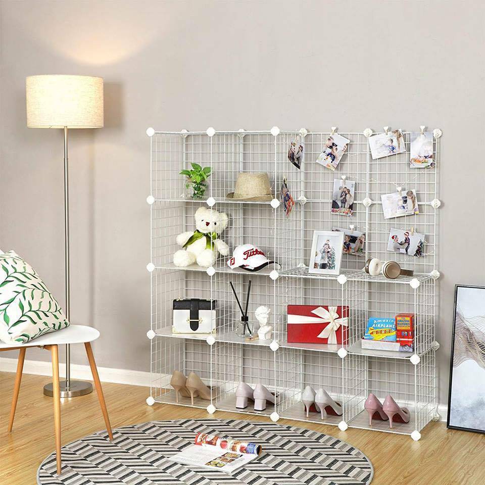 Tủ Lưới Đa Năng – Lắp Ghép Linh Hoạt, Lưới Sắt & Tấm Nhựa, Tặng Chốt, Tiện Dụng