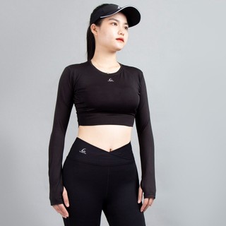 Áo thể thao Gladimax Croptop dài tay xỏ ngón C10 hỗ trợ tập luyện yoga, gym hiệu quả