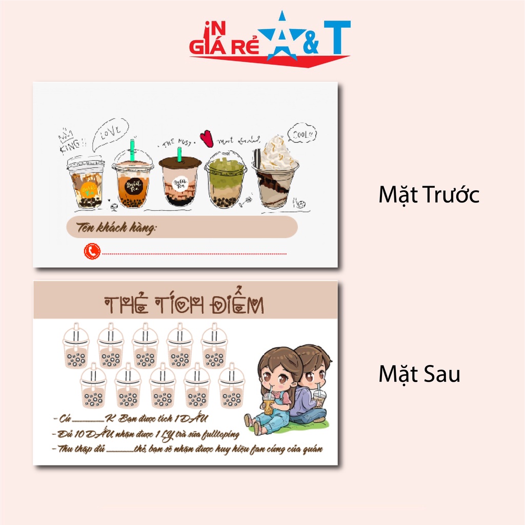THẺ TÍCH ĐIỂM TRÀ SỮA - CARD TÍCH ĐIỂM COFFEE- PHIẾU TÍCH ĐIỂM