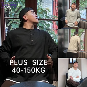 < Plus Size > Áo Thun Nam Dài Tay Dáng Rộng Cổ Điển Thoáng Khí Dễ Phối Đồ