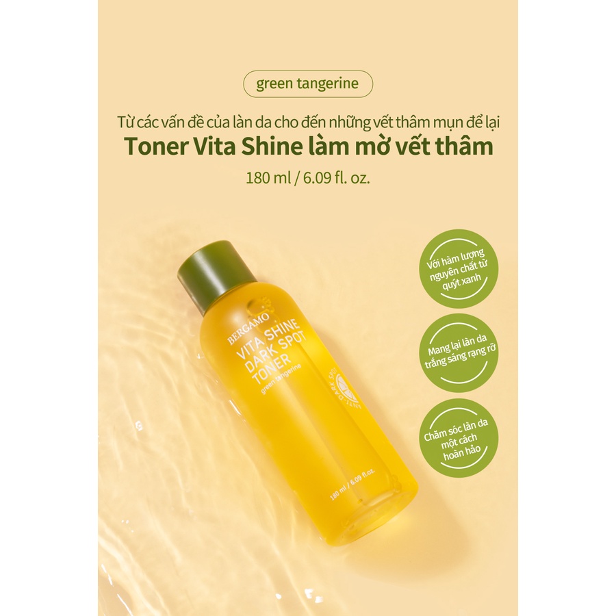 Ảnh Toner Bergamo với thành phần quýt xanh làm mờ vết thâm 180ML 1