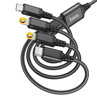 Cáp sạc 4 đầu Hoco X76 2 cổng LaiNing / Type-C / MicroUSB dài 1M, max 2A