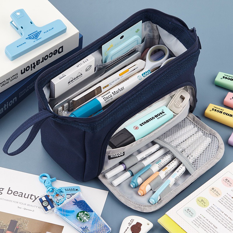 Hộp bút nhiều ngăn ANGOO túi đựng bút nhiều ngăn double pen case bóp ...