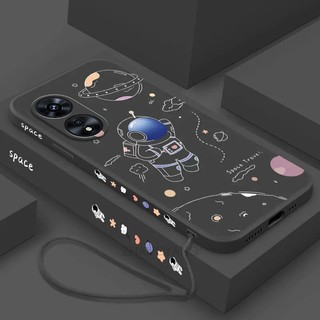 ốp lưng oppo a17 oppo a97 5g Ốp Điện Thoại Silicone TPU In Hình Phi Hành Gia Kèm Dây Đeo Cho oppo a17 oppo a97 5g