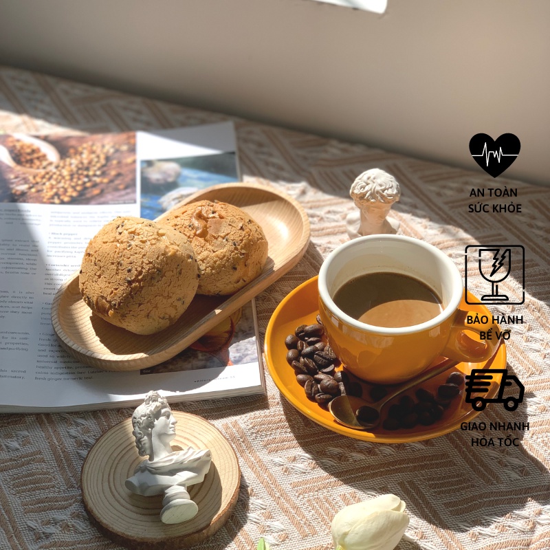 Tách cafe Cappuccino 200ml kèm đĩa lót cùng màu - Sứ Dílo - Vỡ 1 đổi 1