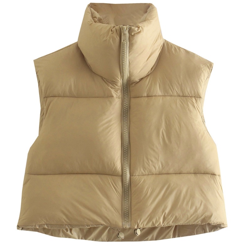 Yoioi Áo Croptop Sát Nách Cổ Đứng Có Khóa Kéo Và Đệm Ngực Cho Nữ