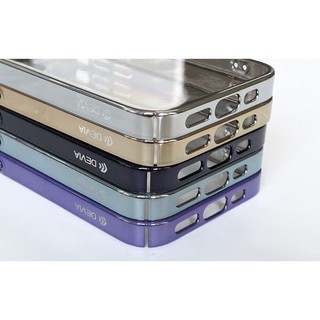 Ốp DEVIA trong suốt viền màu sáng bóng cho iPhone 14/14Max/14Pro/14ProMax