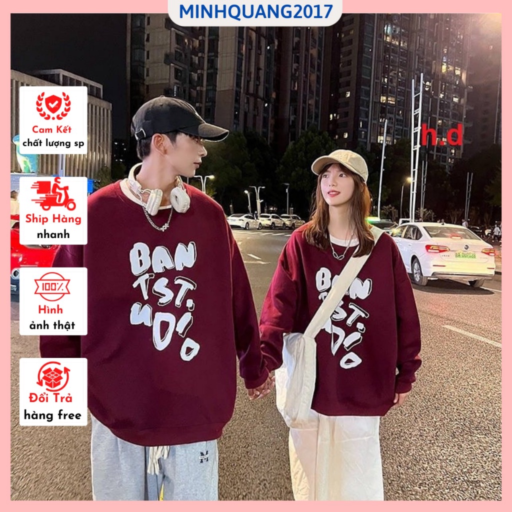 Áo nỉ Sweater cặp đôi nam nữ in chữ BAN TST chất dày dặn siêu ấm áp ...