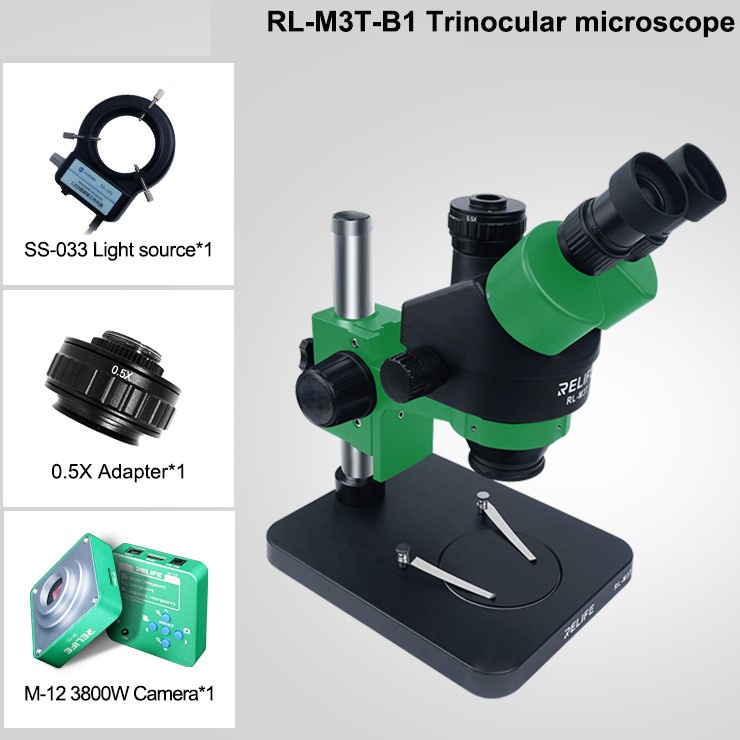 Kính hiển vi 3 mắt RELIFE RL-M3T-B1 độ phóng đại 7X-45X kèm đèn, thị kính WF10X/20mm