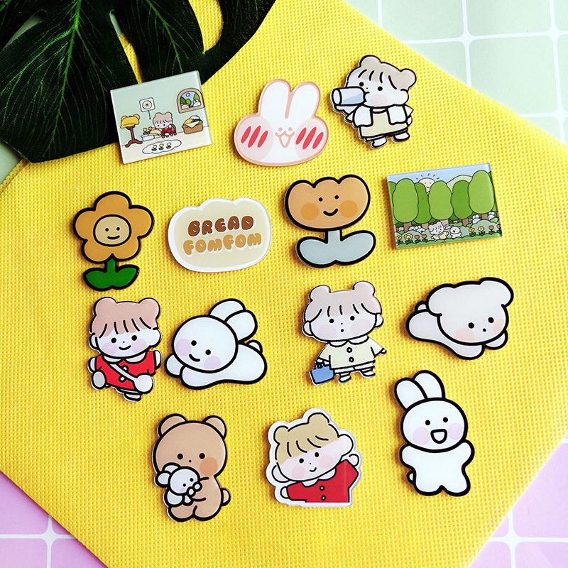 Combo 10 Huy hiệu ghim pin cài áo ba lô hoạt hình 2,5cm 3cm