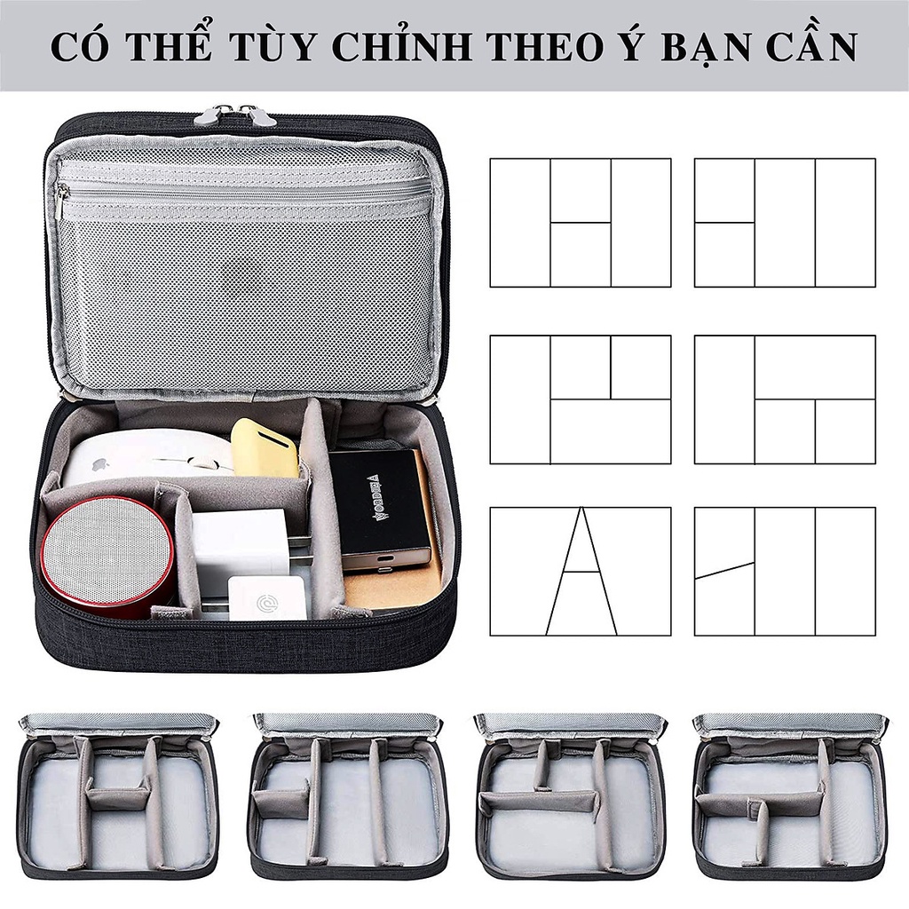 Ảnh Túi Đựng Phụ Kiện Điện Thoại 2 Ngăn Lớn Cải Tiến Nhiều Ngăn Chống Nước, Chống Sốc Chính Hãng Dododios 2