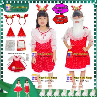 ĐẦM BÔNG HỒNG TIỂU THƯ ĐẦM NOEL CHO BÉ GÁI VẢI NHUNG MỊN TỪ 1 - 8 TUỔI - ĐẦM ÔNG GIÀ NOEL CHO BÉ GÁI