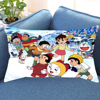 Vỏ Gối Hoạt Hình Anime Doraemon Một Mặt In Hình Chữ Nhật Polyester Trang Trí Sofa Phòng Ngủ (Không Có Lõi Gối)
