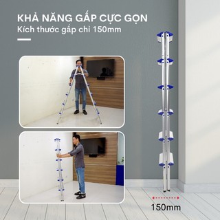 Thang nhôm gấp gọn chữ A ADVINDEQ ADL806 4 bậc - 5 bậc - 6 bậc - Tải trọng 150kg - Đế cao su