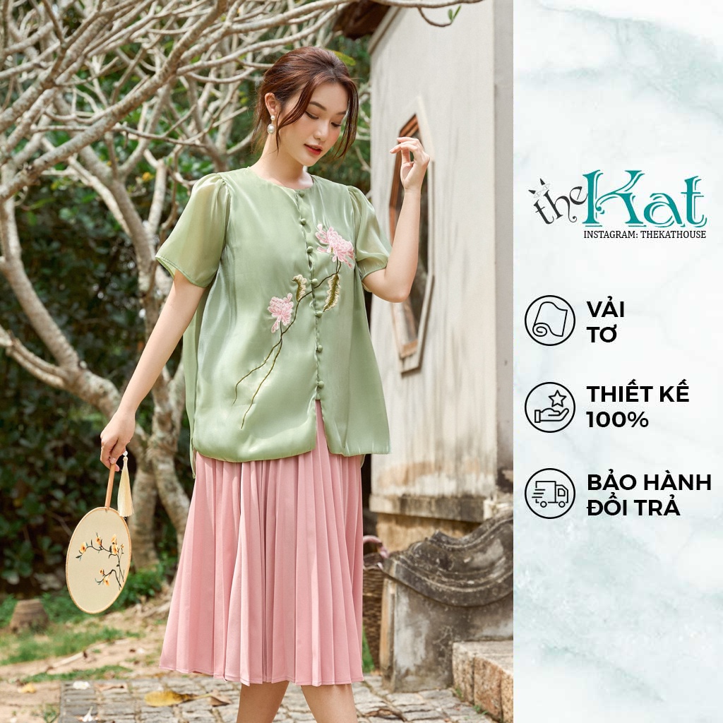 Áo Xuân Cúc The Kat House, vải tơ Organza mịn màng, mỏng nhẹ, thoáng mát