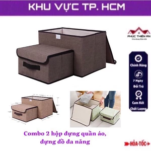 Combo 2 hộp đựng quần áo, đựng đồ đa năng - chất liệu vải không dệt