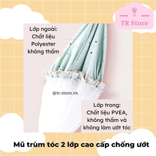 Mũ Trùm Tóc 2 Lớp Chống Nước Cao Cấp - Nón Tắm/Ủ Tóc Họa Tiết Ngôi Sao Dày Dặn (PEVA)