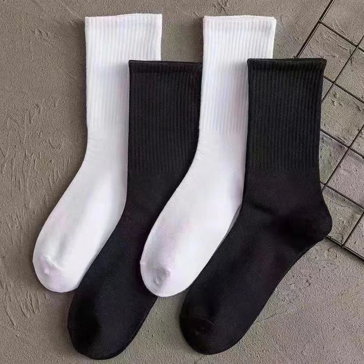 [Xả Combo 10] Tất Cao Cổ Đen Trắng Nam Nữ, Vớ Tất Nam Nữ Cổ Cao Sốp Vicenzo.