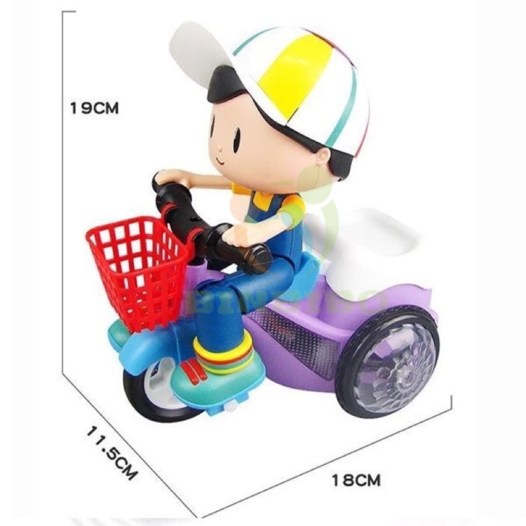 Đồ chơi em bé đi xe đạp xoay 360 độ có đèn và nhạc cực hay cho bé - Binbibo