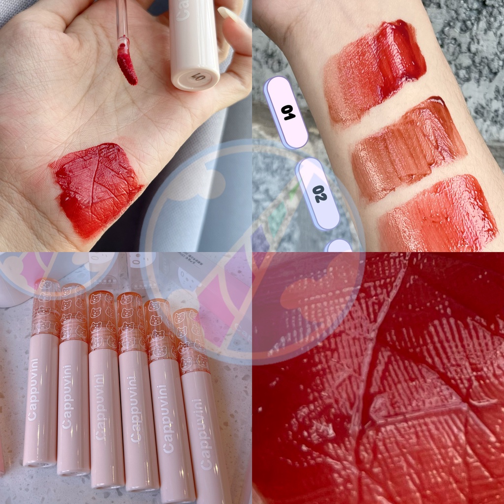Son Tint Bóng Lì Gấu Hồng Pastel Cappuvini Bubbly Bear Lip Glaze CP74