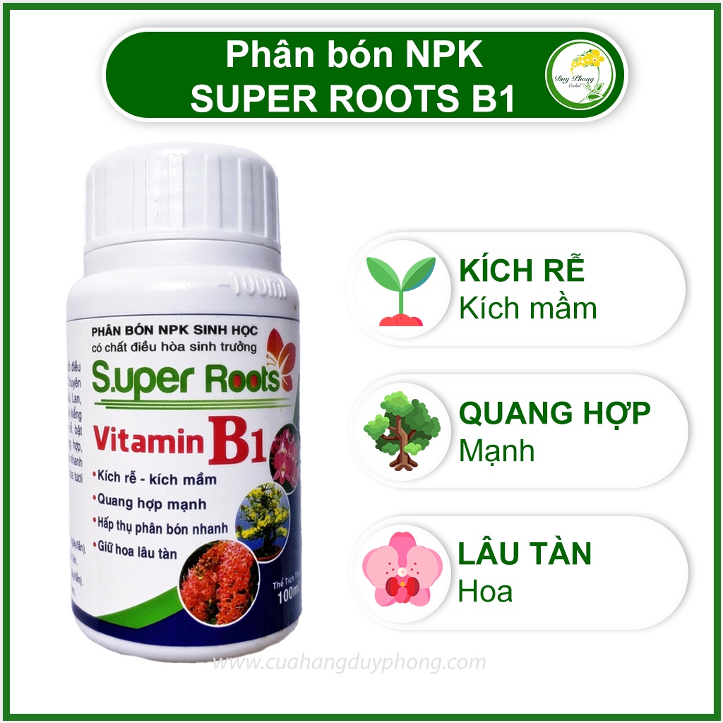 Phân bón NPK Sinh học Super Roots Vitamin B1 - kích rễ , kích mầm , giữ ...