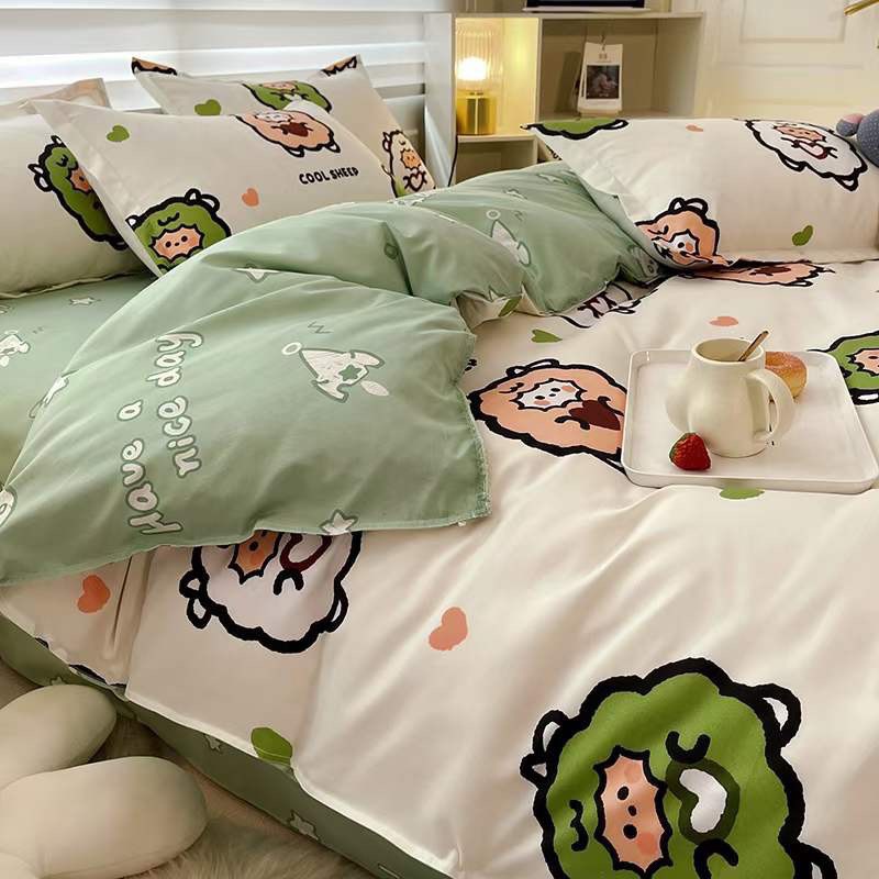 Ảnh Bộ chăn ga gối cotton poly cừu xanh cute ETAMI miễn phí bo chun ga trải giường (chưa kèm ruột) 2