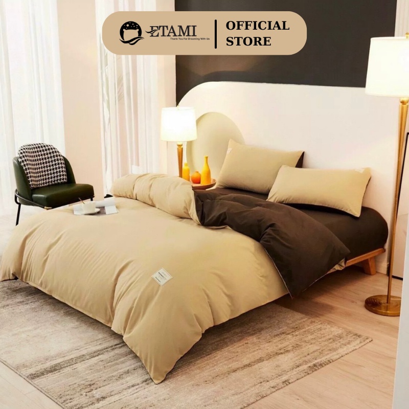 Ảnh Bộ chăn ga gối Cotton Tici ETAMI phong cách Hàn Quốc bộ sưu tập màu mới(không kèm ruột) 1