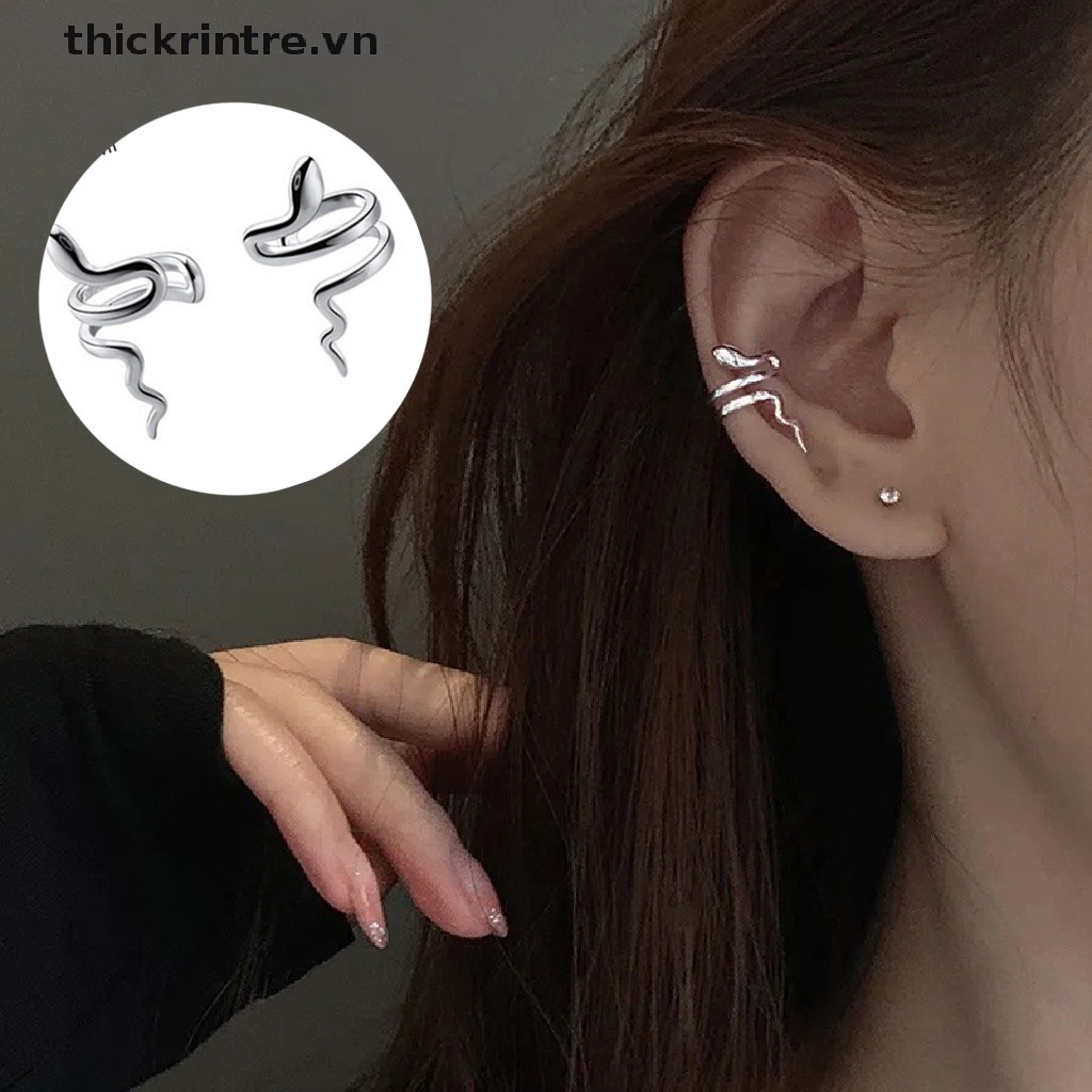 Khuyên Kẹp Vành Tai Giả Da Rắn Không Cần Bấm Lỗ Phong Cách Punk Cá Tính Cho Nam Nữ
